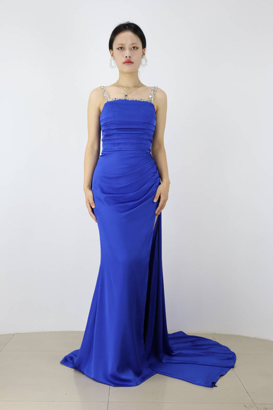 Stiuus Royal Blue Beading Mermaid Long Prom Dress