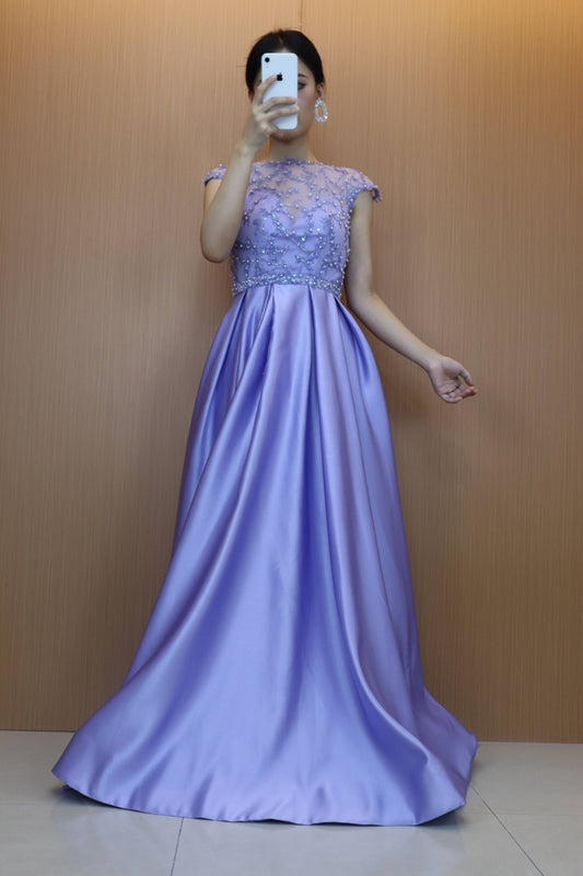 Stiuus Beading Applique Illusion Sweetheart Long Prom Dress